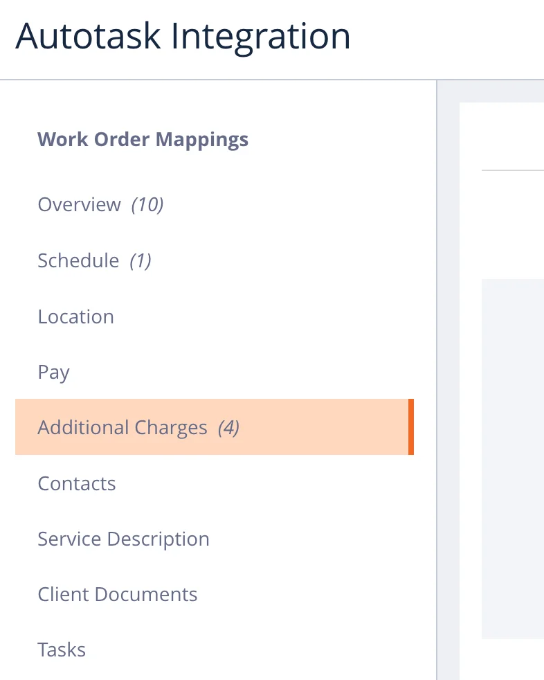 The Autotask Integration settings sidebar with Settings selected