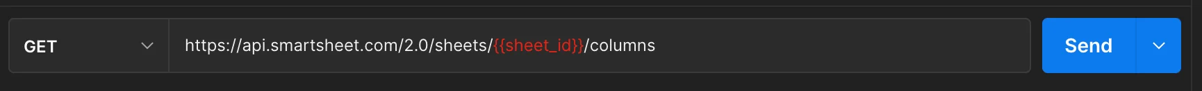 GET request to Smartsheet columns endpoint in Postman