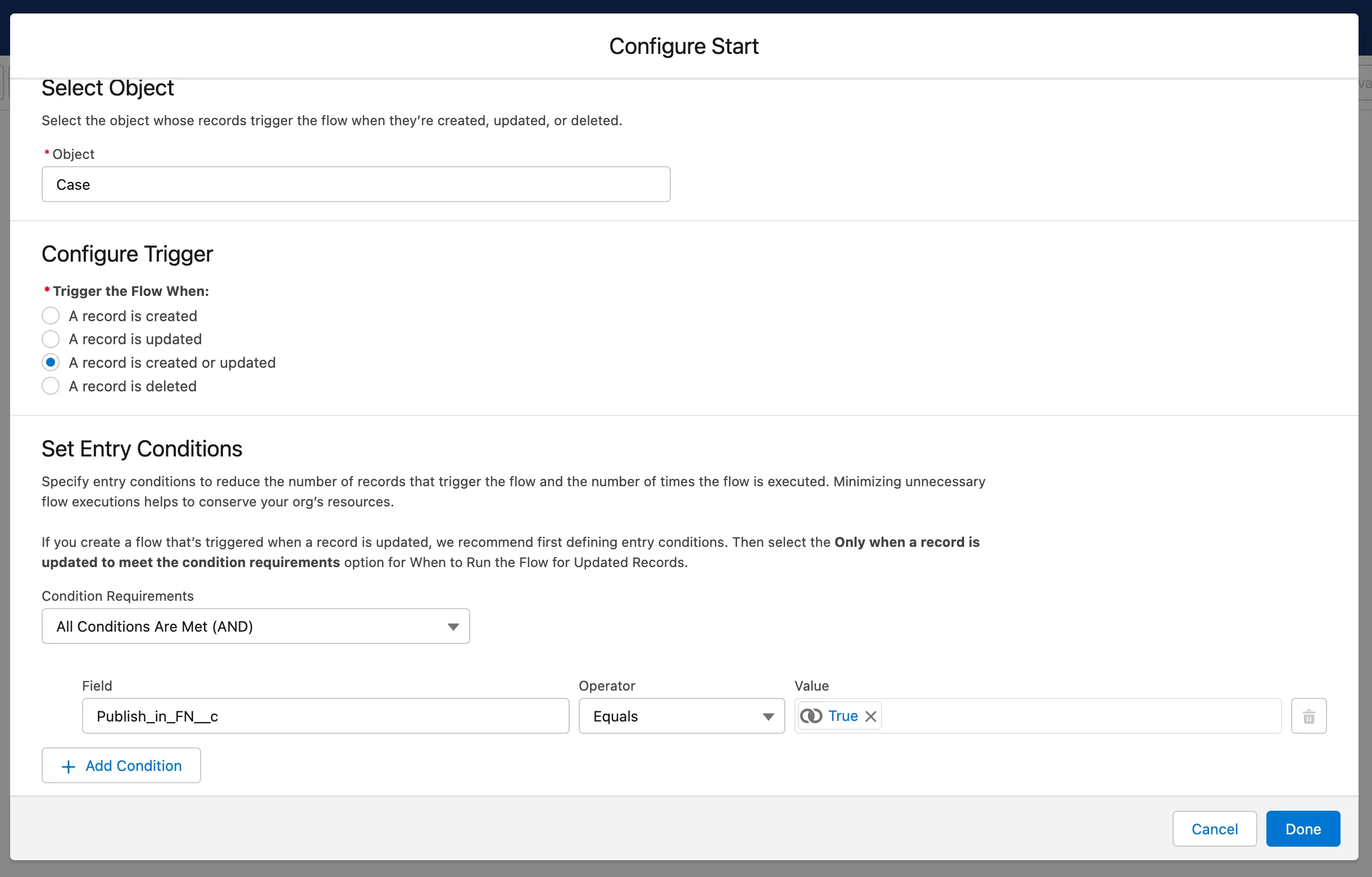 Flow Trigger Configuration