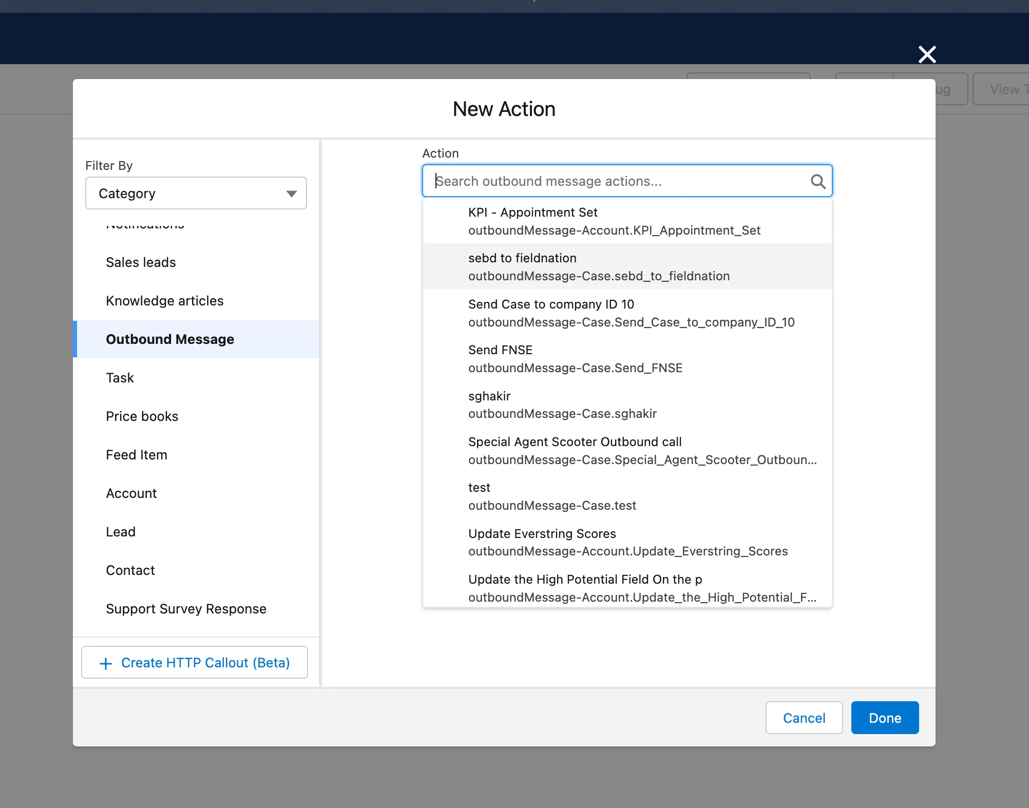 Select Outbound Message